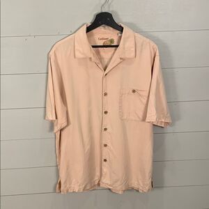 Caribbean silk blend Casual Button Down Shirt tropical Hawaiian vacation large